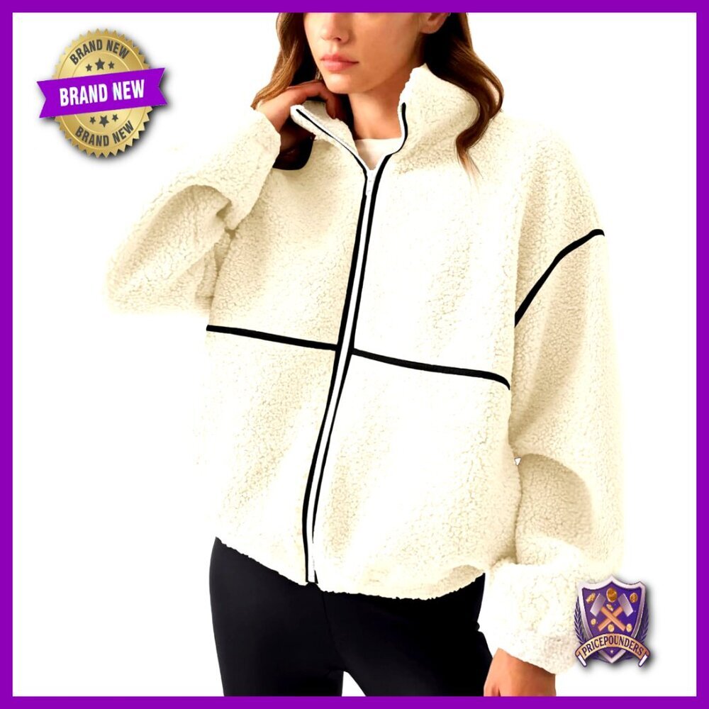 Oversized Zip Up Fleece Jacket Sherpa Sweatshirt Winter Warm Long Sleeve